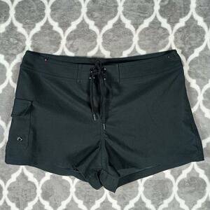 La Blanca Swim Board Shorts Women Medium Black Lace Up Cargo Pocket Rod Beattie